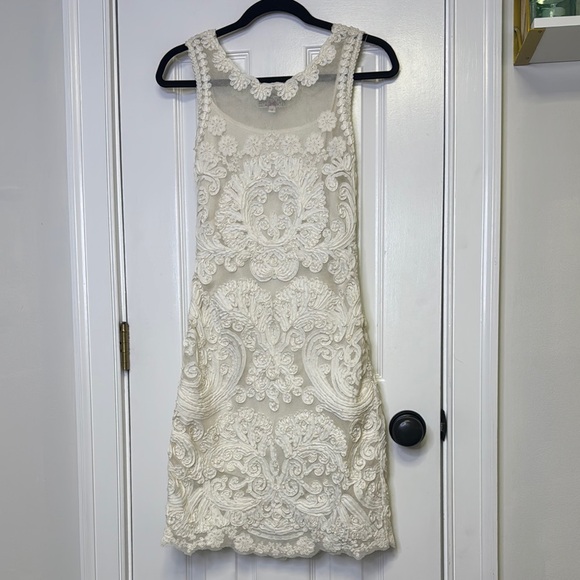 BHLDN Dresses & Skirts - BHLDN Cream Sleeveless Sheath Mini Dress